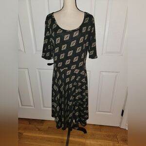LuLaRoe Nicole Black & Brown Aztec Design Dress